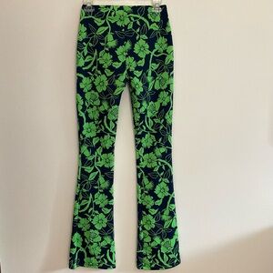 Zara women pants green black floral size s flared pants